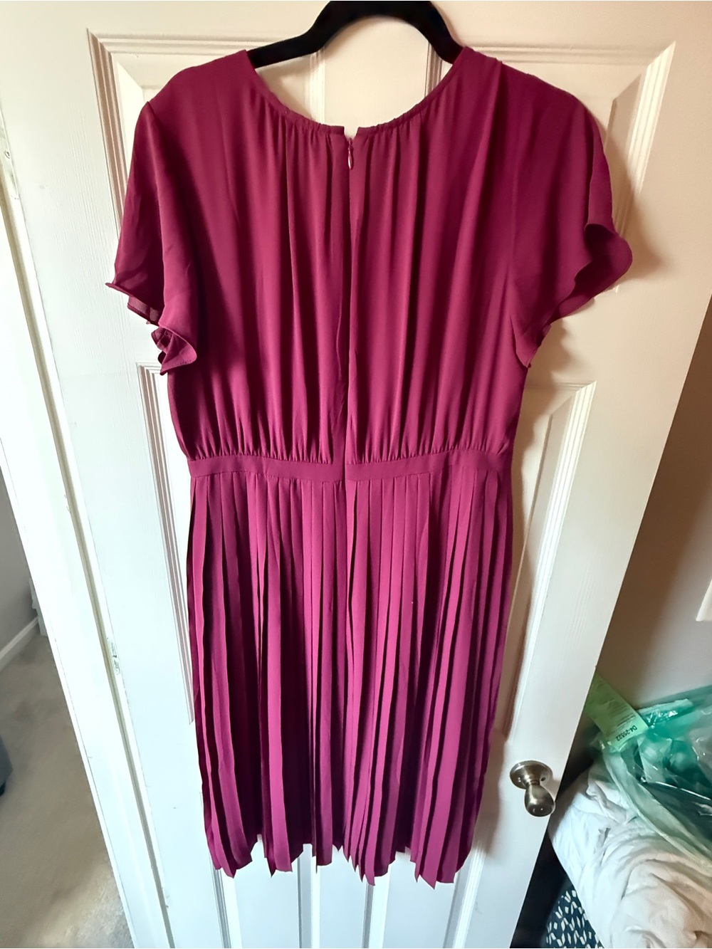 J. Crew Magenta Pleated Midi Dress - Picture 2 of 3